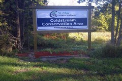 Entrance sign to the Coldstream Conservation Area