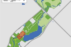 Map of Coldstream Conservation Area with trail closure location identified in red .