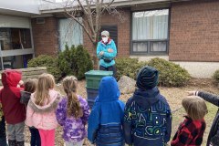 SCRCA's Myra Spiller speaks to a group of elementary school children