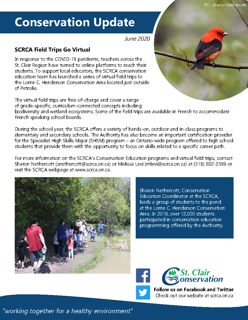 Front page of the June 2020 of the SCRCA's Conservation Update
