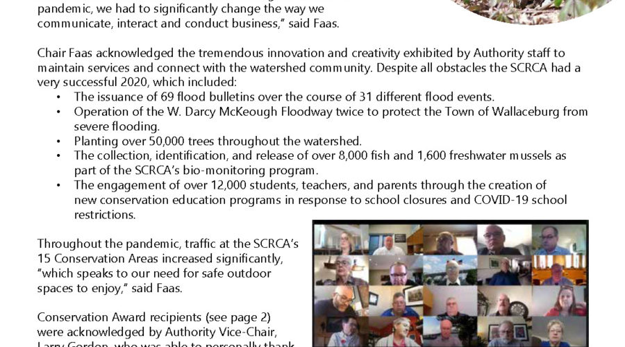 Front Page of the SCRCA's April Conservation Update
